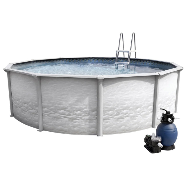 WAVEA - Round Above-Ground Steel Pool, Complete Kit with Accessories J9