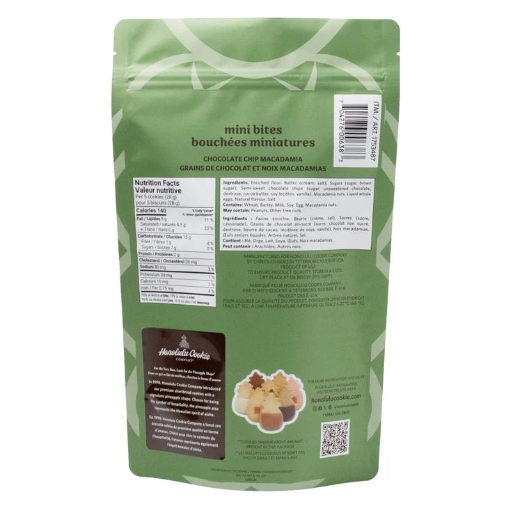 Honolulu Cookie Company Mini Bites Chocolate Chip Macadamia Shortbread Cookies, 454 g