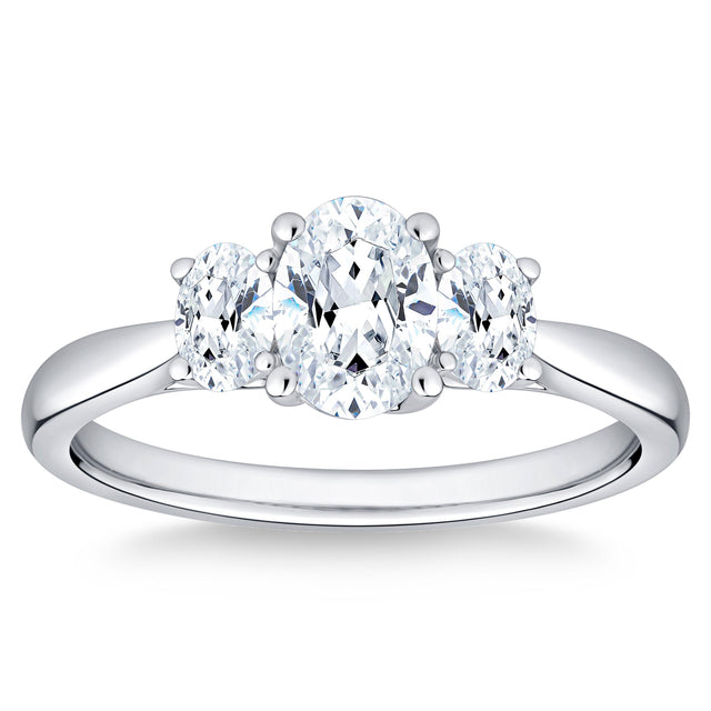 Three Stone Oval Cut Diamond Ring (1.10 ctw) D3