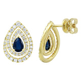 Pear Cut Blue Sapphire and Diamond Earrings (0.70 ctw)