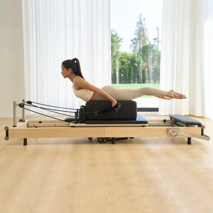 Hisooth SpaceSaver Foldable Pilates Reformer 60cm Maple Frame