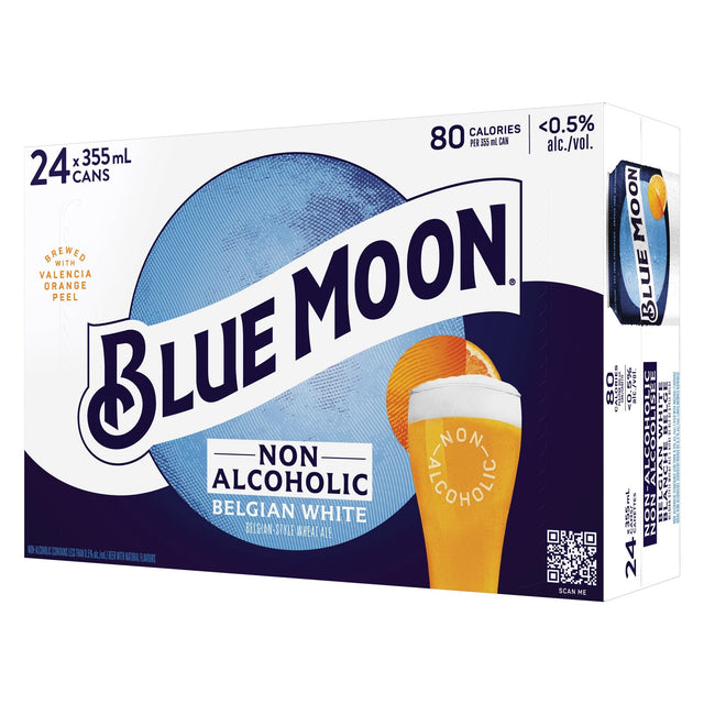 Blue Moon Non-Alcoholic Belgian White Style Wheat Ale, 355 mL 24-pack T2