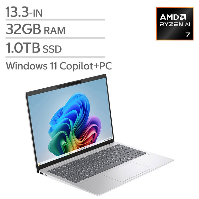 HP Omnibook 7 Aero 13.3-in. Copilot+ PC Laptop, AMD Ryzen AI 7 350, 32 GB RAM, 1 TB SSD H5