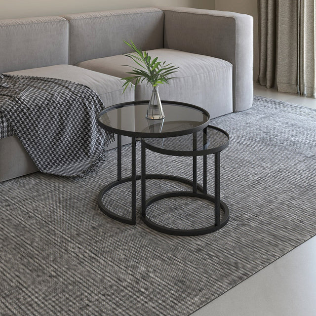 Appollo Lucienne Nested Round Coffee Tables with Tempered Glass Top F7