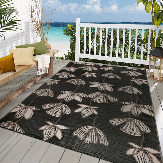 Viana Bahamas Collection Midnight Lotus Indoor/Outdoor Reversible Area Rug X8