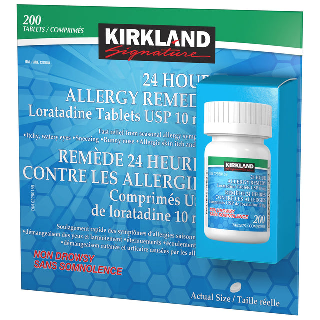 Kirkland Signature 24 Hour Allergy Remedy Loratadine 10 mg, 200 tablets A0