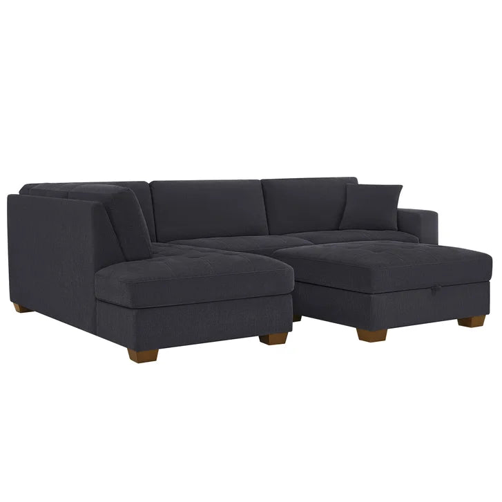 Thomasville Miles 3-piece Left-hand Facing Fabric Sectional with Storage Ottoman