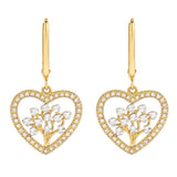 Diamond Cut Tree of Life Earrings in Two Tone Gold