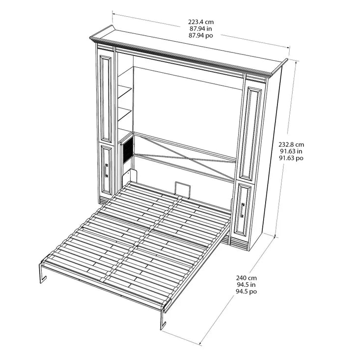 Bed & Room Porter Portrait Wall Bed with Internal Storage, Queen