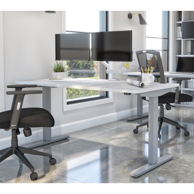 Bestar Upstand 76.2 cm x 152.4 cm (30 in. x 60 in.) Height Adjustable Desk with Dual Monitor Arm B7